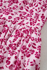 Pink Floral Cutout Back Empire Waist Sleeveless Long Dress Maxi Dresses JT's Designer Fashion
