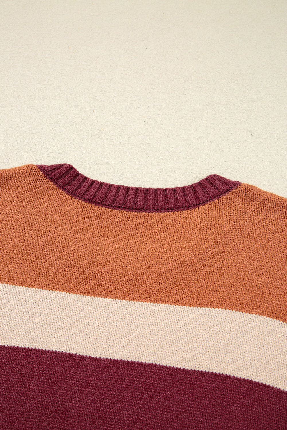 Brown Checkered Color Block Knitted Drop Shoulder Sweater Sweaters JT's Designer Fashion