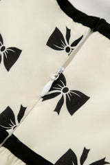 White Bow Knot Color Contrast Trim Knotted Shoulder Mini Dress Mini Dresses JT's Designer Fashion