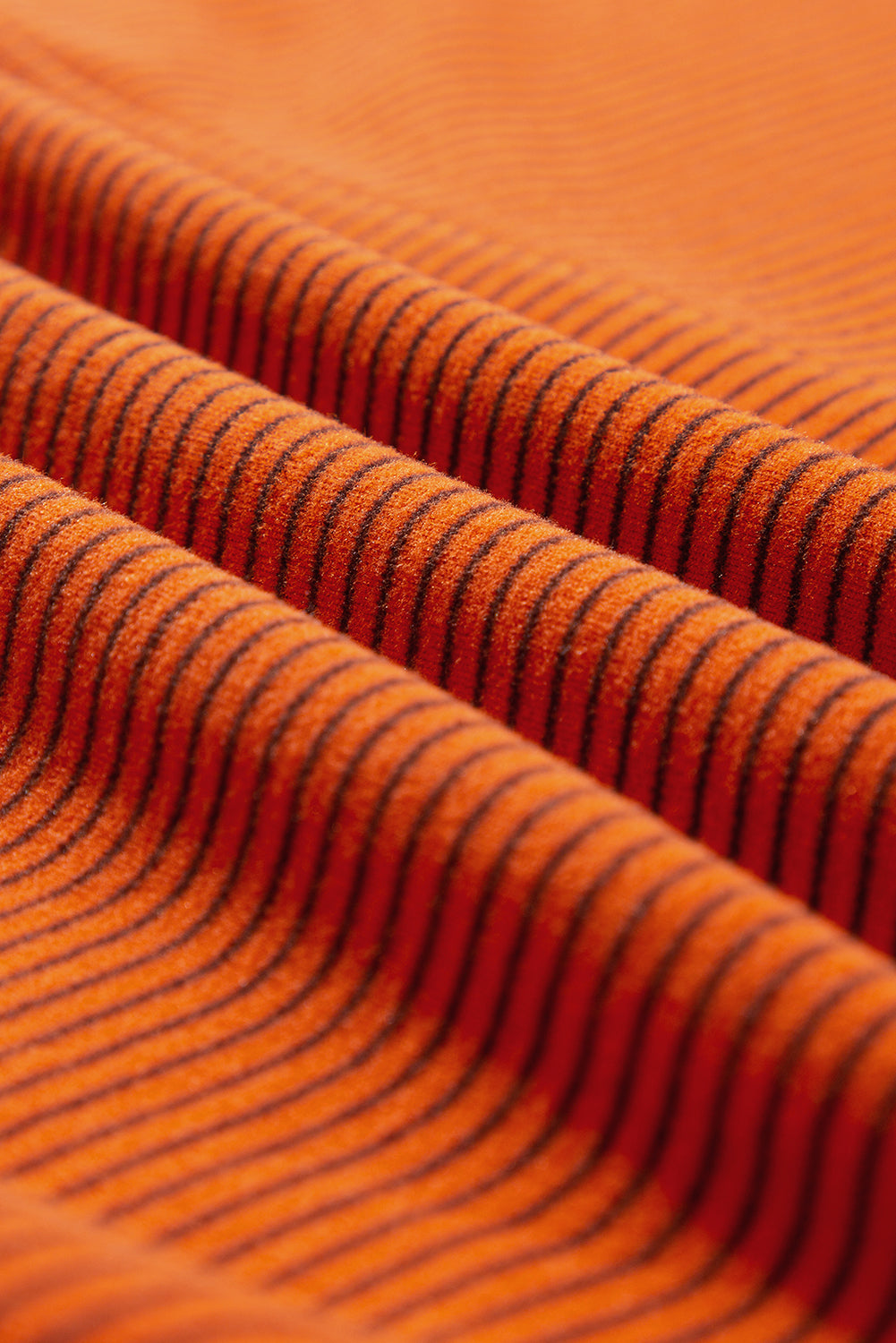 Orange Stripe Exposed Seam Henley Turn-down Neck Puff Sleeve Sweatshirt Sweatshirts & Hoodies JT's Designer Fashion