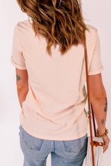 Pink Easter Rabbit Checkered Flower Print O-neck T Shirt Graphic Tees JT's Designer Fashion