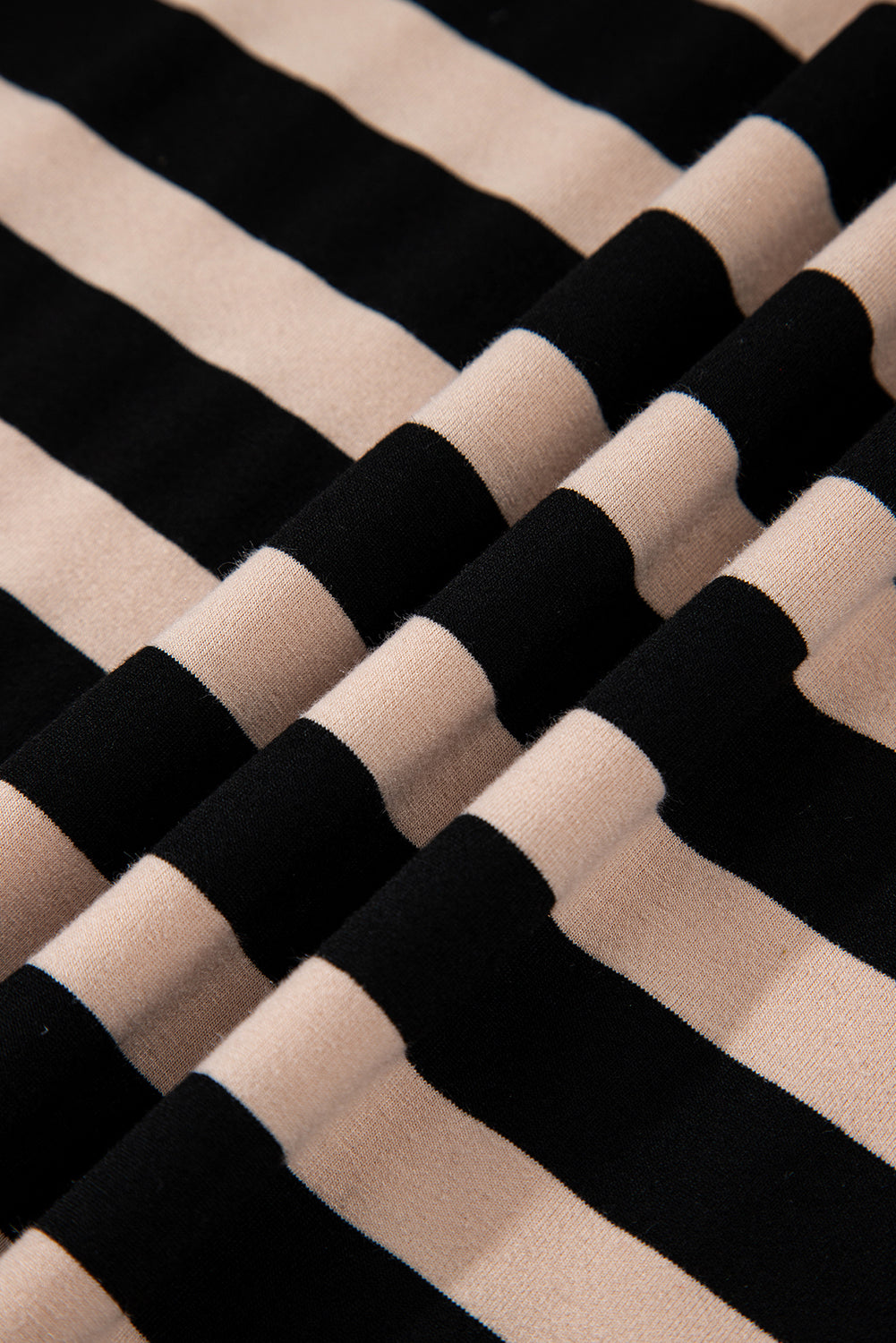 Black Stripe Casual Round Neck T-shirt Maxi Dress with Pockets T Shirt Dresses JT's Designer Fashion