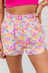 Pink Boho Floral Shirred High Waist Casual Shorts Bottoms JT's Designer Fashion