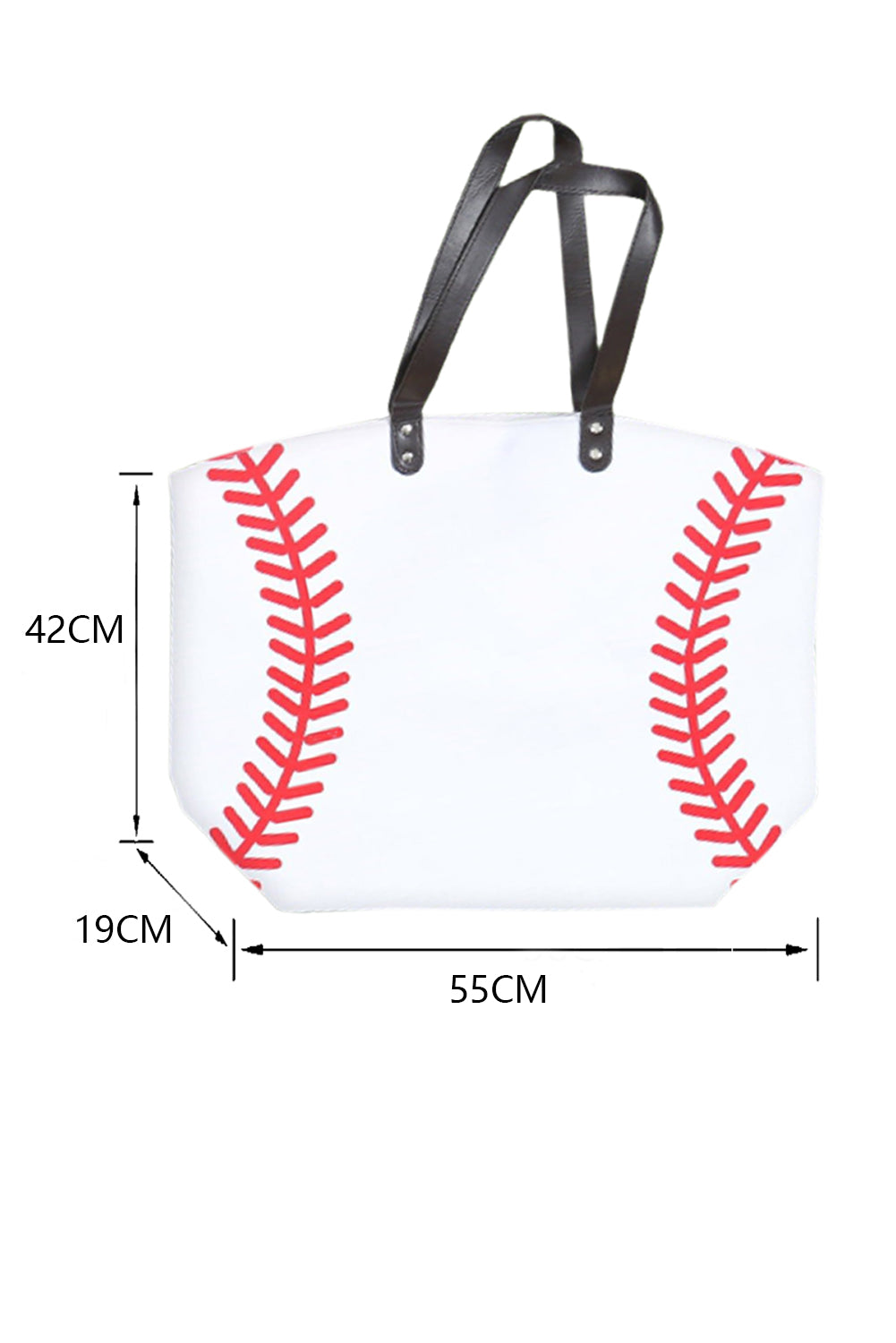 White Baseball Pattern Canvas Large Tote Bag Handbags JT's Designer Fashion