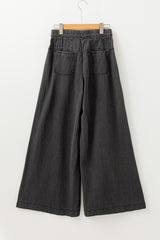 Carbon Grey Mineral Wash Button Fly Waist Wide Leg Jeans Jeans JT's Designer Fashion