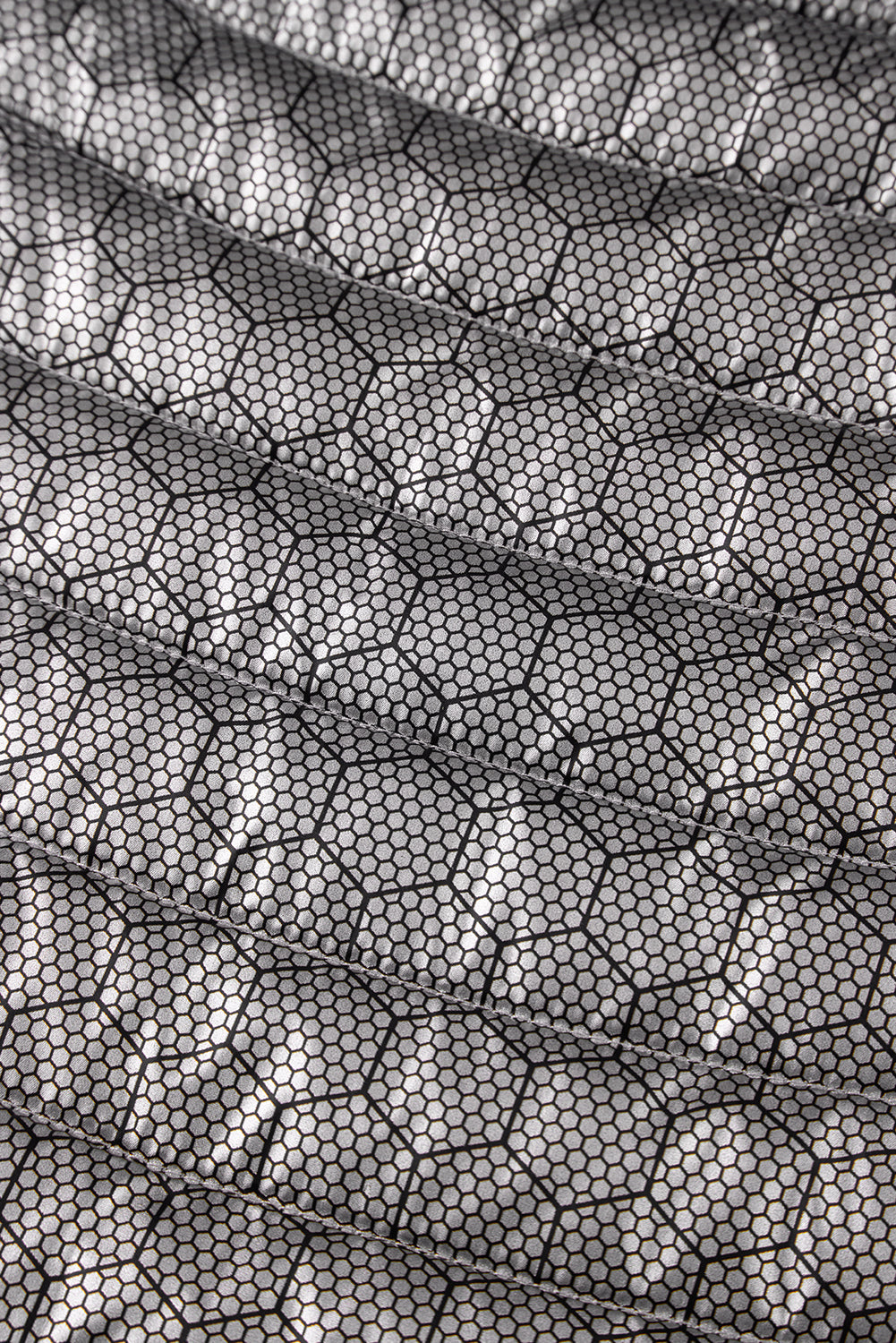Silvery Solid Color Quilted Zip-up Puffer Jacket Jackets JT's Designer Fashion