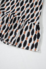 Apricot Geometric Print Collared V Neck Plus Size Mini Dress Plus Size Mini Dresses JT's Designer Fashion