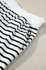 White Stripe Contrast Edge Tee and Shorts Set Short Sets JT's Designer Fashion