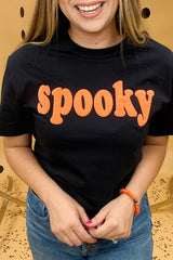 Black Halloween Spooky Crew Neck Casual Graphic Tee Graphic Tees JT's Designer Fashion
