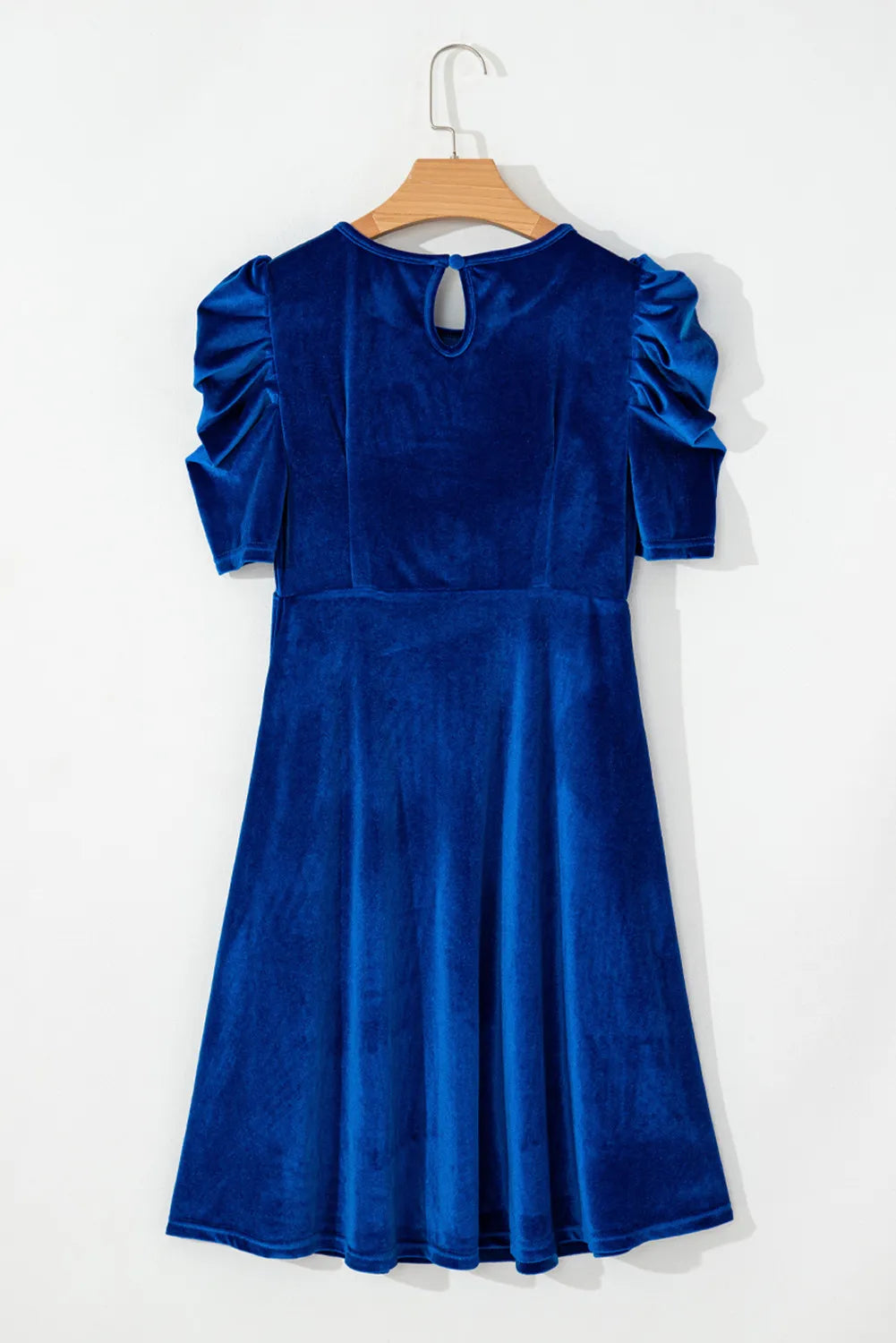 Velvet Round Neck Puff Sleeve Dress Mini Dresses JT's Designer Fashion