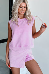 Phalaenopsis 2 Pieces Mineral Wash Cotton Tank Top Lined Split Skirt Set Two Piece Dresses JT's Designer Fashion