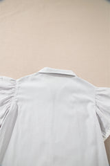 Gray Stripe Zipped up Collar Ruffled Sleeve Tee and Wide Leg Pants 2pcs Outfit Pant Sets JT's Designer Fashion
