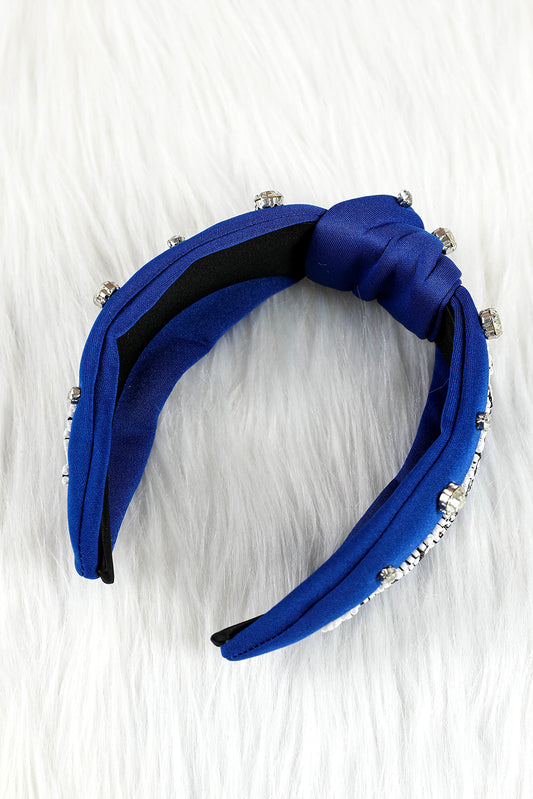 Dark Blue GAME DAY Rugby Football Season Diamond Knotted Headband Headwear JT's Designer Fashion
