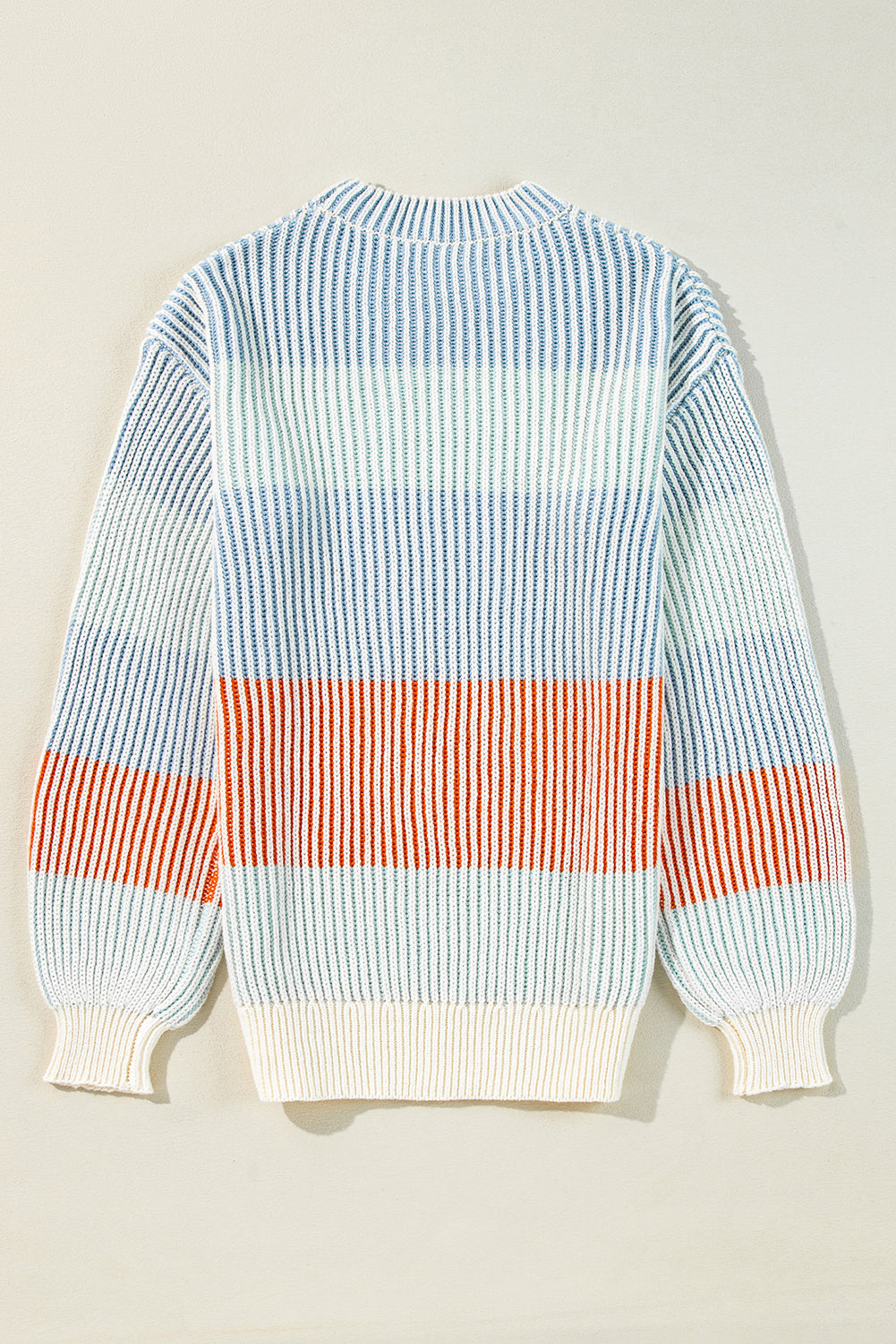 Multicolour Colorblock Textured Knit Bubble Sleeve Sweater Sweaters JT's Designer Fashion