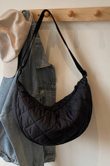 Plaid Quilted Adjustable Strap Crossbody Bag Black One Size Shoulder Bags JT's Designer Fashion