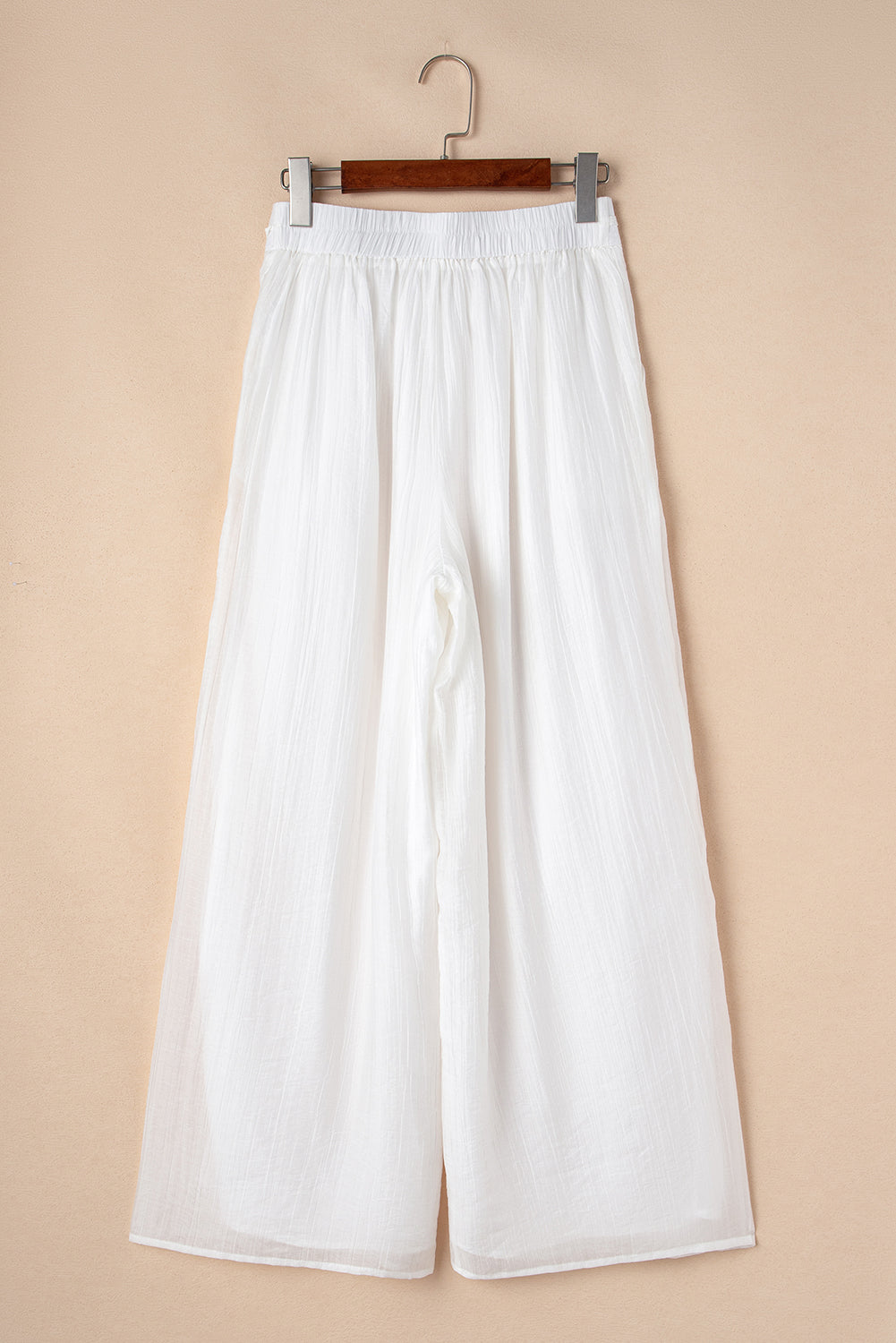 White Casual Tie Waist Pleated Wide Leg Pants Pants & Culotte JT's Designer Fashion