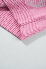Pink Pearled Heart Print Valentines Crew Neck Sweater Sweaters JT's Designer Fashion