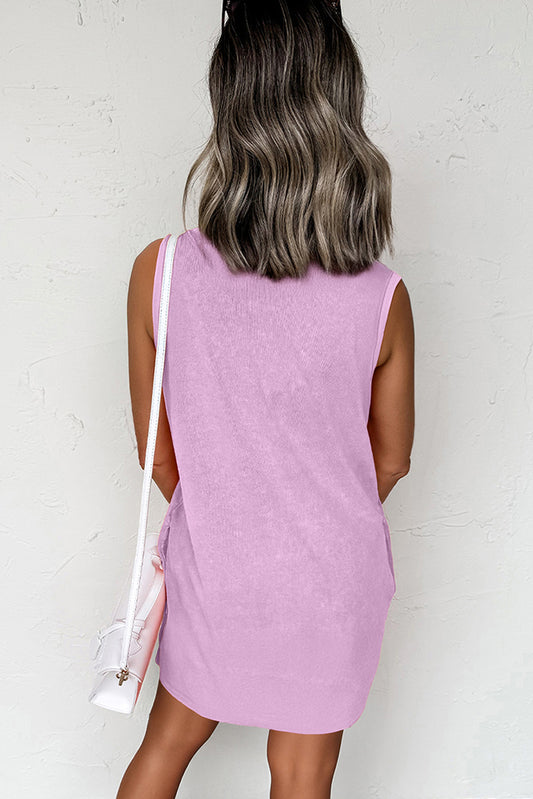 Phalaenopsis Mineral Wash Tank Mini Dress with Pockets Dresses JT's Designer Fashion