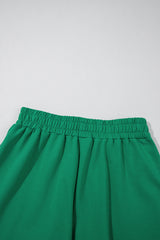 Sea Green Half Zip Puff Sleeve Top and Ruffled Shorts Set Short Sets JT's Designer Fashion