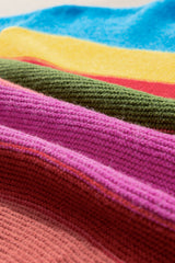 Light Blue Colorblock Mixed Textured Drop Shoulder Sweater Sweaters JT's Designer Fashion