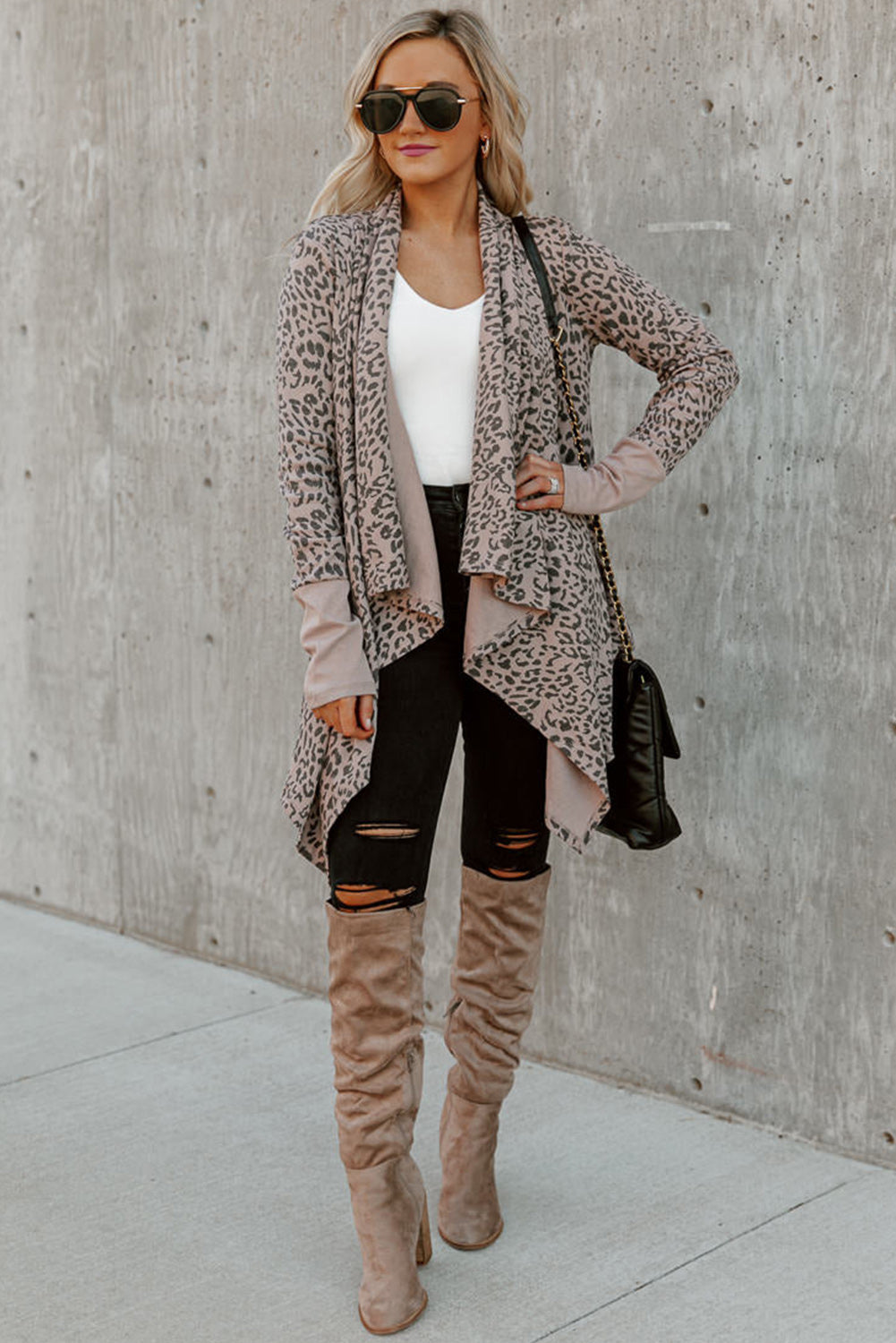Leopard Open Front Cardigan Sweaters & Cardigans JT's Designer Fashion