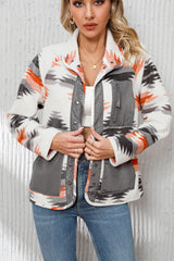 Multicolour Aztec Fleece Patchwork Snap Button Jacket Jackets JT's Designer Fashion