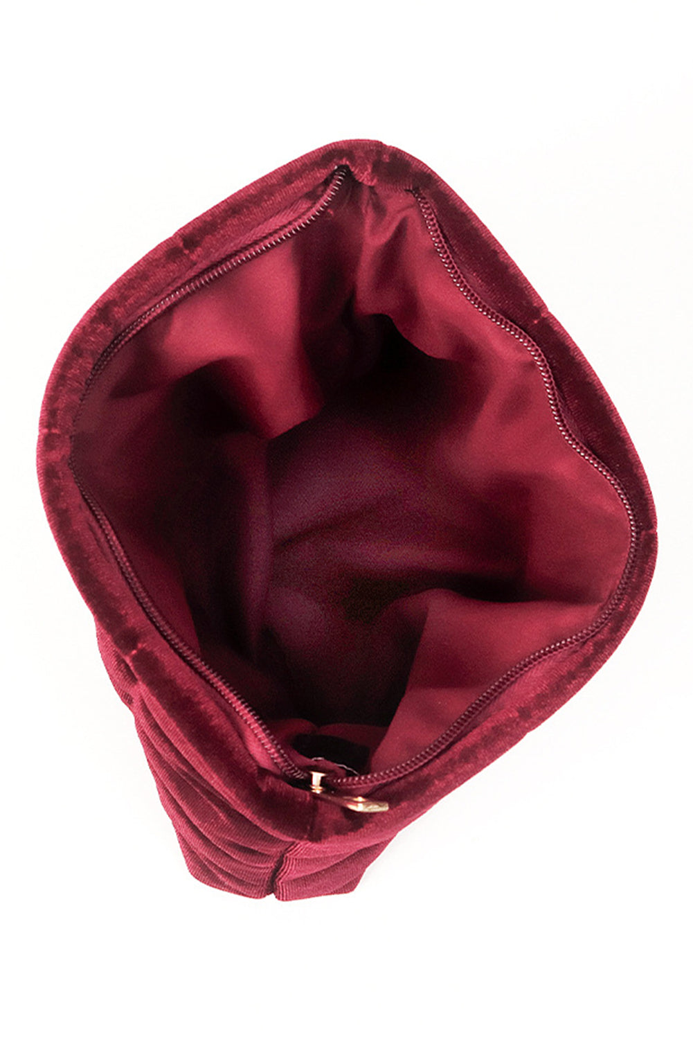 Burgundy Quilted Velour Zipper Cosmetic Organize Pouch Makeup Bags JT's Designer Fashion