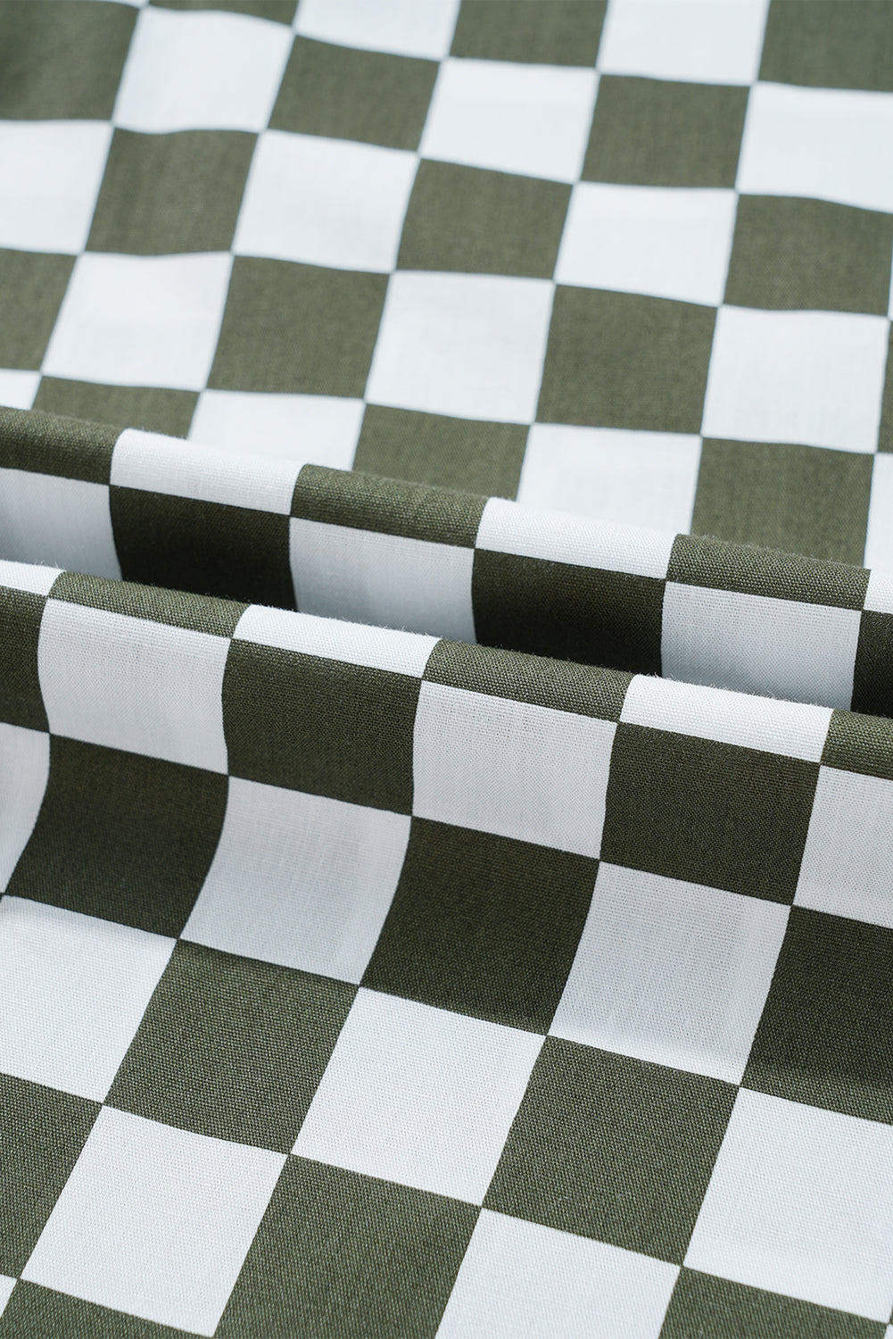 Green Checkerboard Printed Drop Shoulder Loose Casual Shirt Blouses & Shirts JT's Designer Fashion