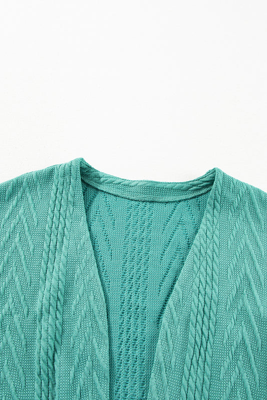 Canton Solid Textured Open Front Cardigan with Pocket Cardigans JT's Designer Fashion