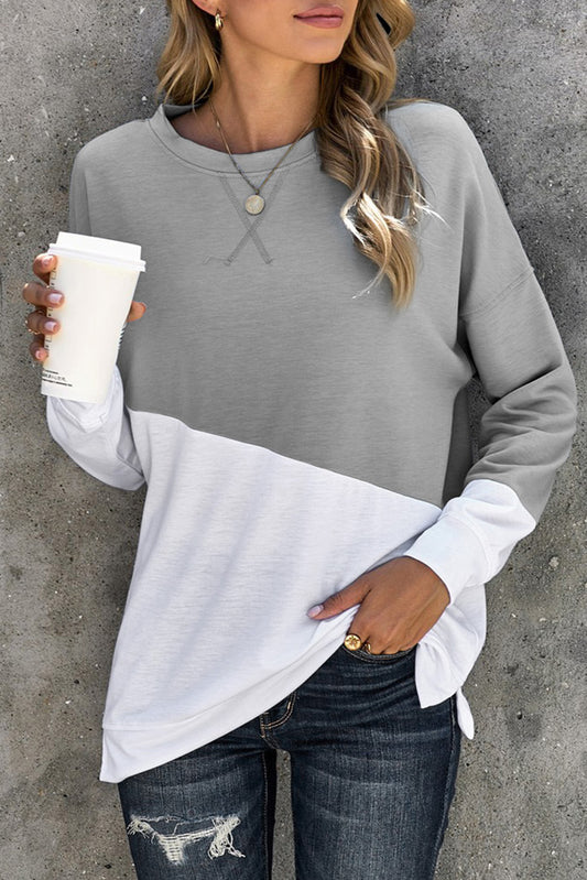 Patchwork Dropped Shoulder Sweatshirt Sweatshirts & Hoodies JT's Designer Fashion