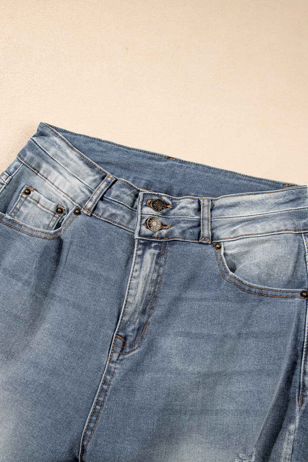 Dusk Blue Vintage Light Wash Ripped Raw Edge Flare Jeans Jeans JT's Designer Fashion