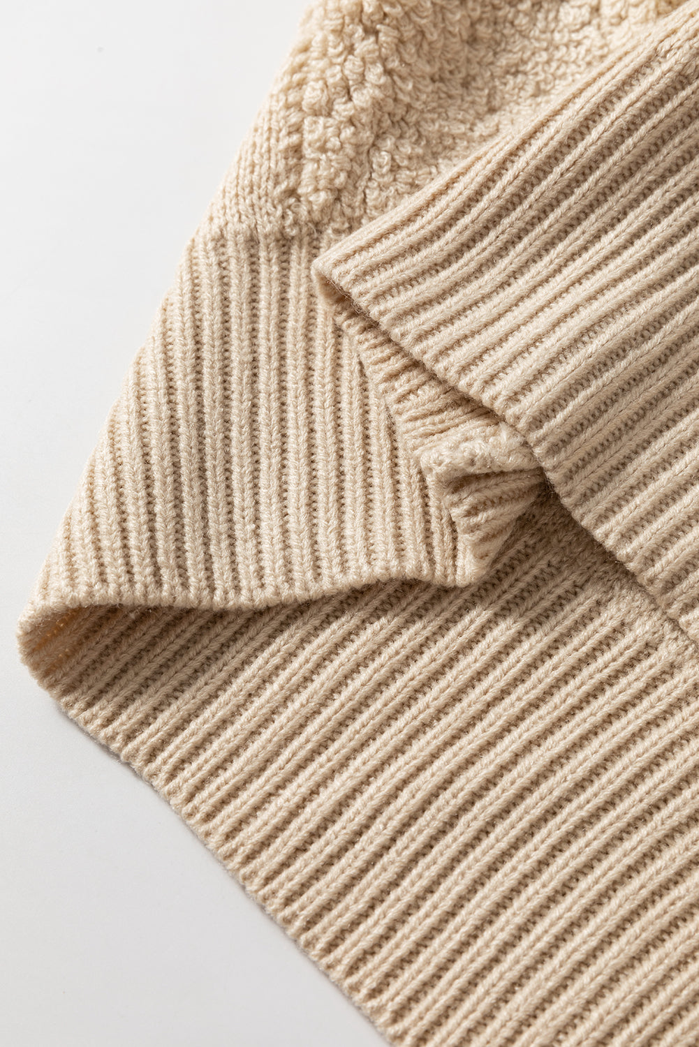 Parchment Checkered Sherpa Crew Neck Loose Sweater Sweaters JT's Designer Fashion