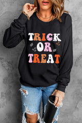 Black TRICK OR TREAT Graphic Crewneck Halloween Sweatshirt Graphic Sweatshirts JT's Designer Fashion