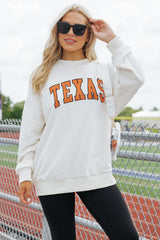 White TEXAS Graphic Drop Shoulder Crewneck Sweatshirt Graphic Sweatshirts JT's Designer Fashion