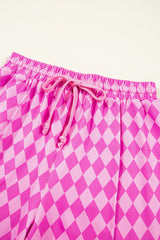 Pink Geometric Print Active Casual Shorts with Slits Casual Shorts JT's Designer Fashion