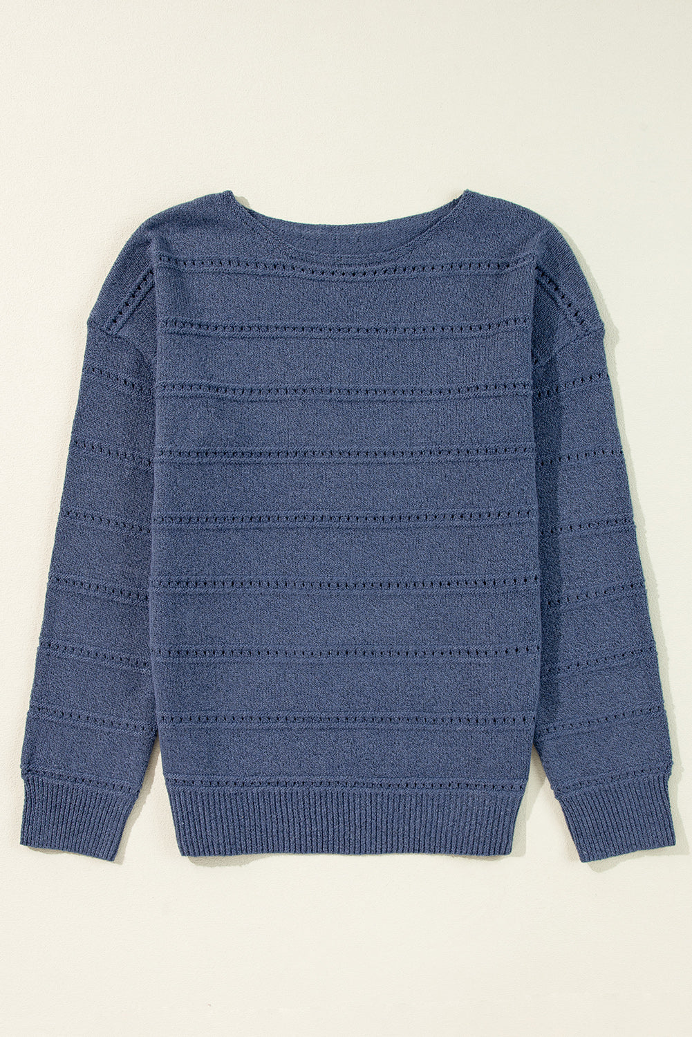 Real Teal Boat Neck Drop Shoulder Pointelle Knit Sweater Sweaters JT's Designer Fashion