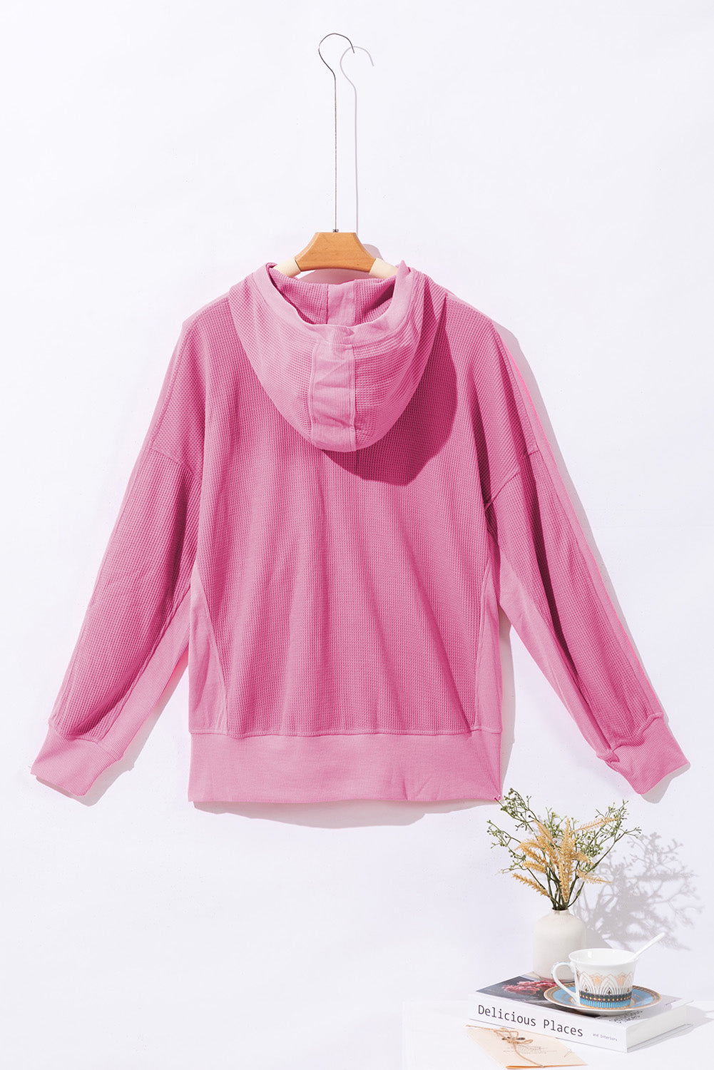 Rose Thermal Waffle Knit Full Zipper Hooded Jacket Jackets JT's Designer Fashion