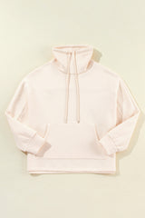 Apricot Drawstring Turtleneck Dolman Sleeve Sweatshirt Sweatshirts & Hoodies JT's Designer Fashion