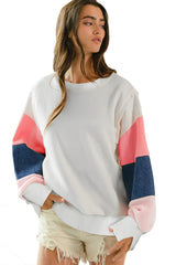 White French Terry Color Block Long Sleeve Top Long Sleeve Tops JT's Designer Fashion