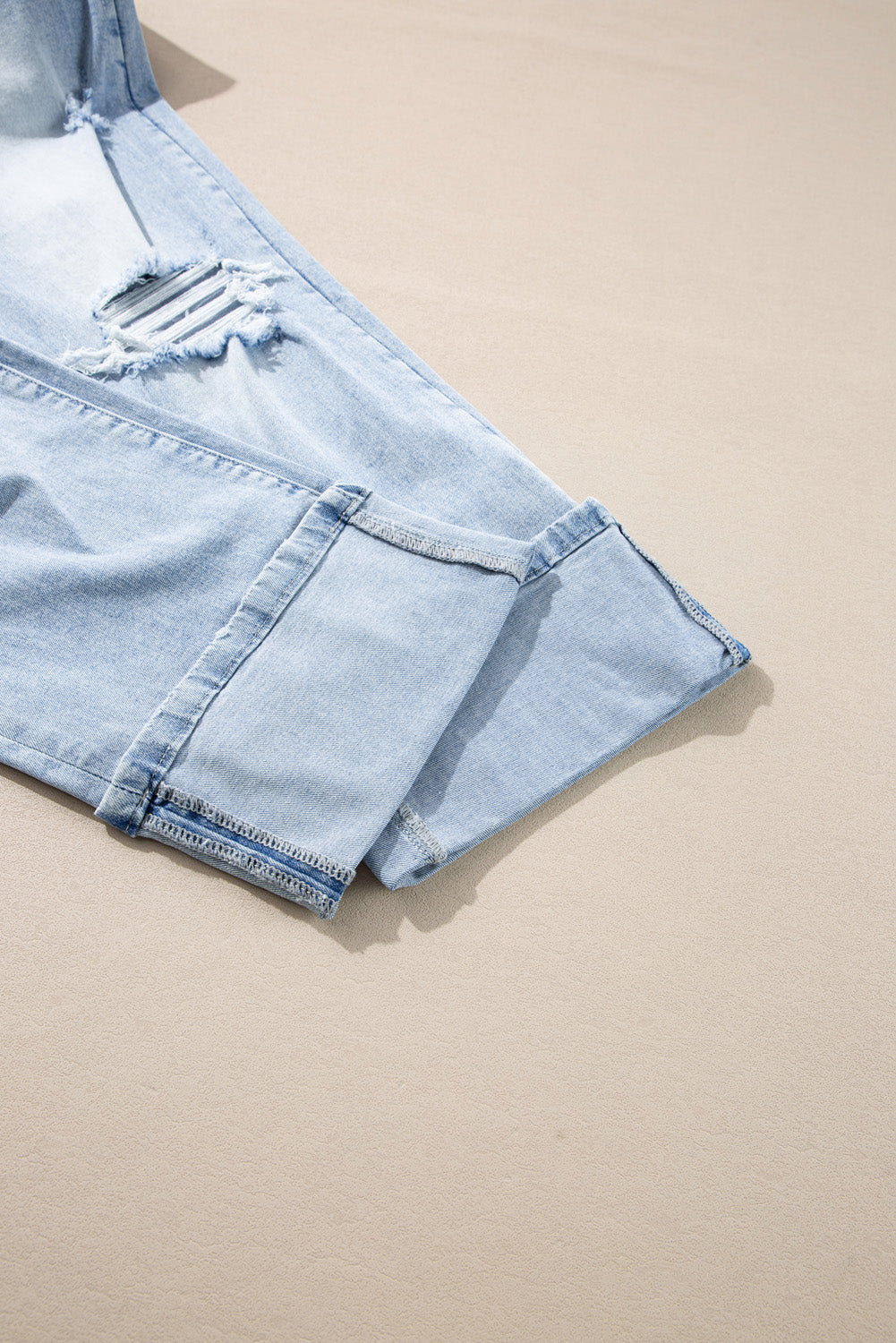 Beau Blue Light Wash Distressed Straight Jeans Jeans JT's Designer Fashion