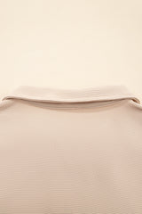 Parchment Textured Half Zip Kangaroo Pocket Top Drawstring Shorts Set Short Sets JT's Designer Fashion