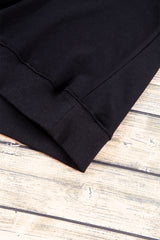 Black Plain Drop Shoulder Crewneck Pullover Sweatshirt Sweatshirts & Hoodies JT's Designer Fashion