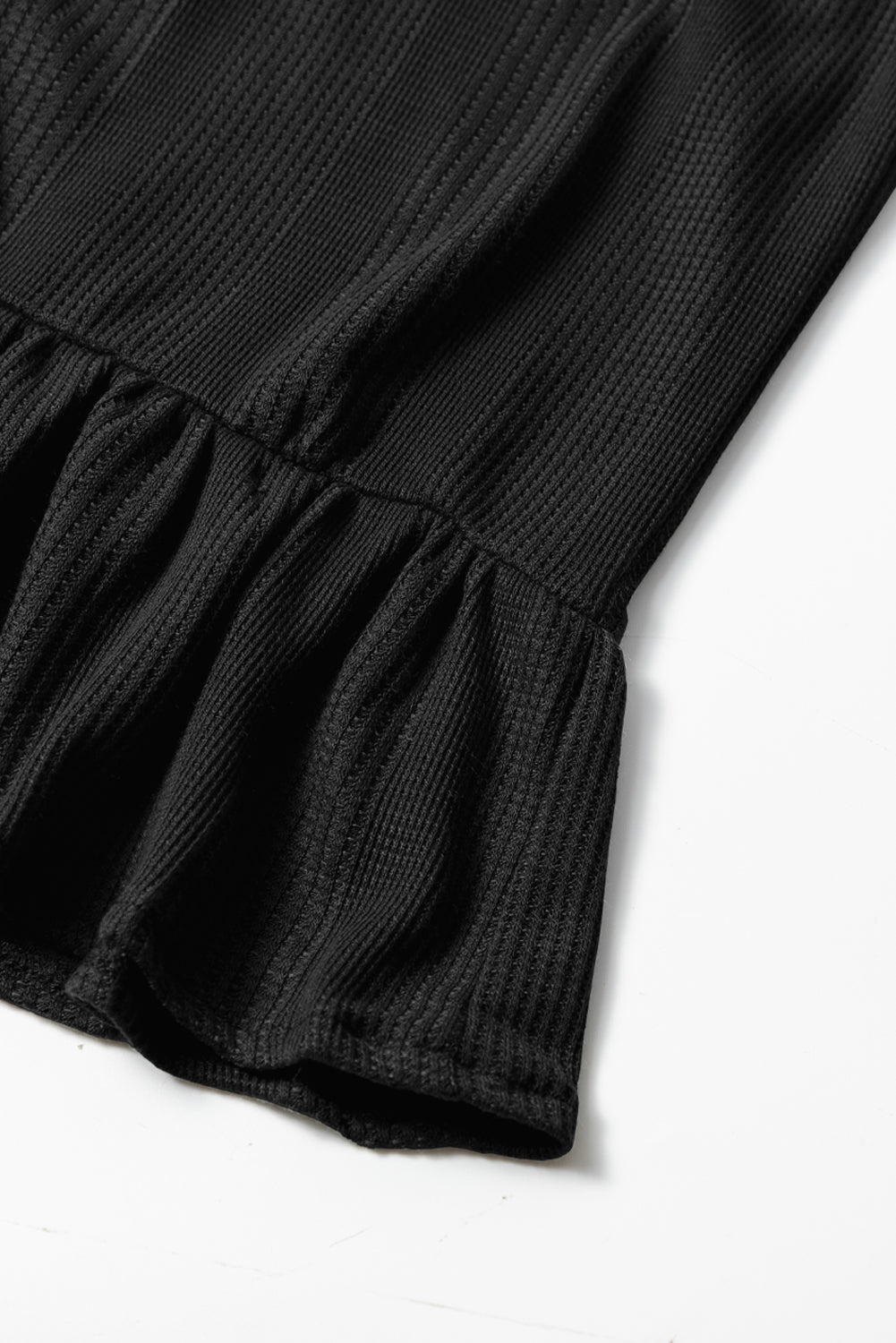 Black Solid Color Ribbed Ruffle Tank Top and Pants Set Pant Sets JT's Designer Fashion