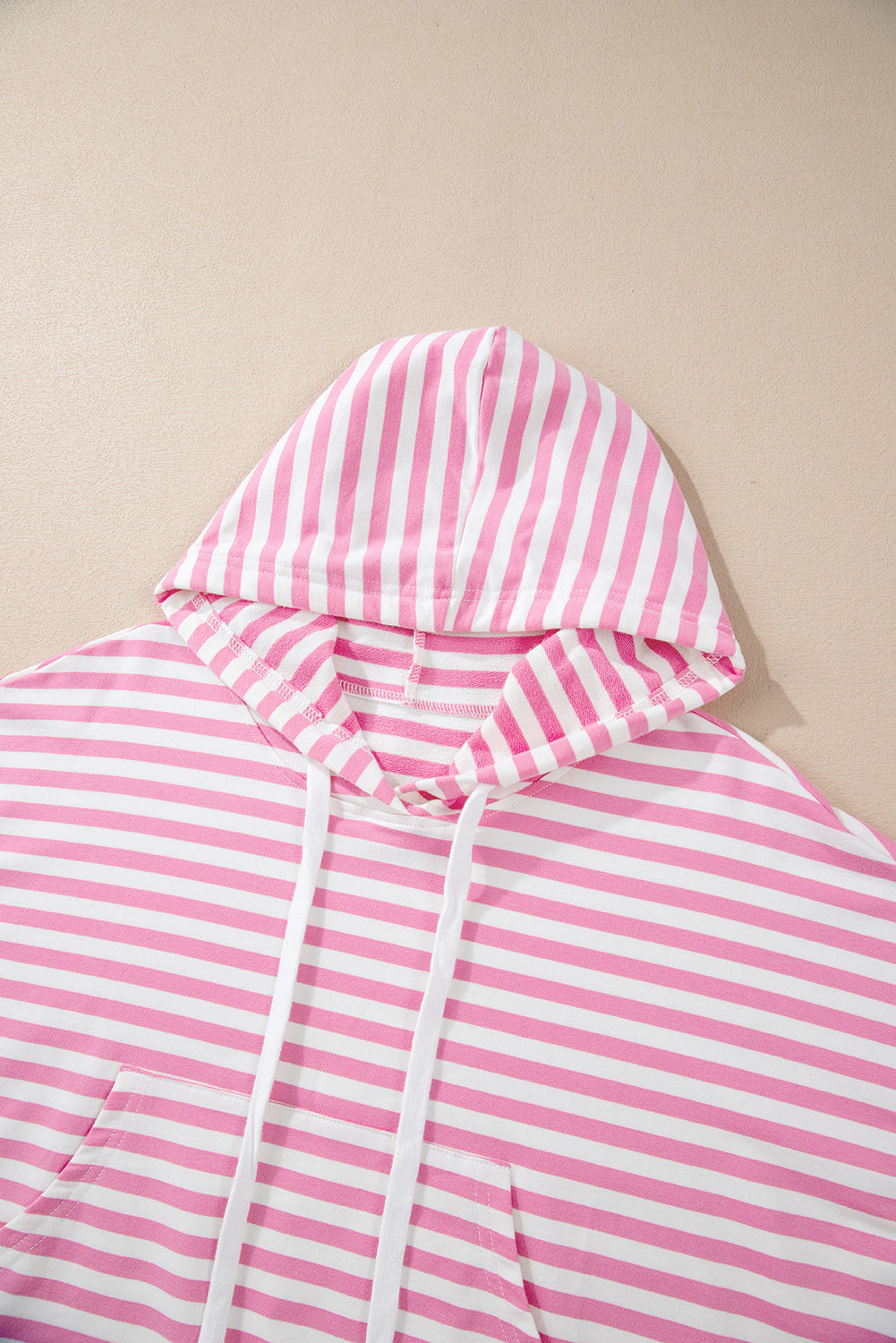 Pink Stripe Kangaroo Pocket Hoodie and Wide Leg Shorts Set Short Sets JT's Designer Fashion