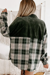 Blackish Green Snap Buttons Colorblock Plaid Shacket Plaid Shackets JT's Designer Fashion