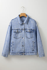 Beau Blue Vintage Washed Flap Pockets Denim Jacket Denim Jackets JT's Designer Fashion