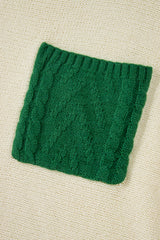 Mist Green Plus Size Cable Knit Color Block Drop Shoulder Sweater Plus Size Sweaters & Cardigans JT's Designer Fashion