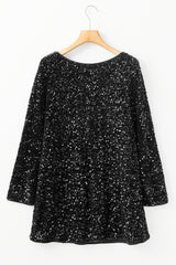 Black Sequin Long Sleeve Knot Cutout Back Mini Dress Mini Dresses JT's Designer Fashion