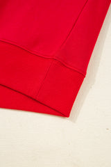Fiery Red Varsity Striped Sleeve Drop Shoulder Sweatshirt and Short Set Short Sets JT's Designer Fashion