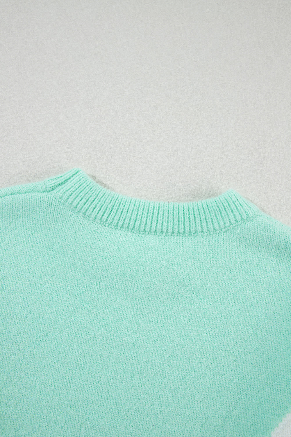 Green Chevron Colorblock Ribbed Knit Drop Shoulder Sweater Sweaters JT's Designer Fashion
